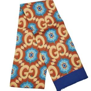 Gucci 100th Anniversary Limited Edition GG Motif Multicolor Silk Scarf Wrap NWT